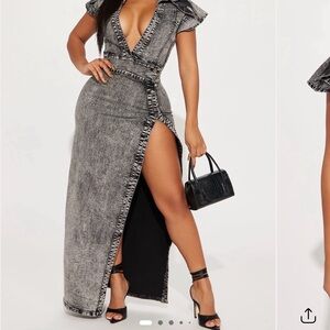 Elegant Black Denim Maxi Dress